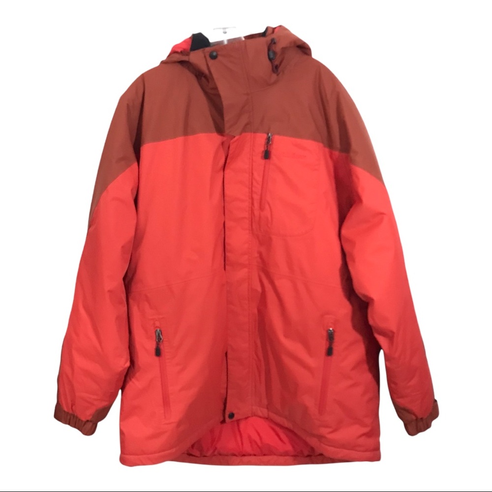 LL Bean Men’s XL Winter Ski Jacket Orange Rust Parka Anorak Zip Off Hood